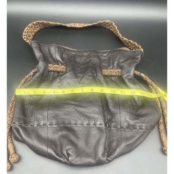 THE SAK  Brown Leather Purse W/ Woven Handle - Picture 2 of 7